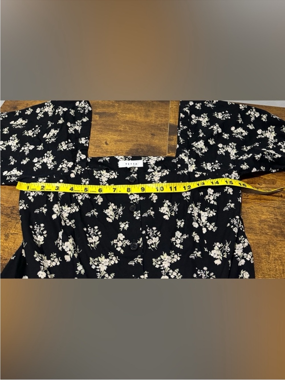 VETTA Black Floral Long-Sleeve Square-Neck Midi Dress - Picture 8 of 11